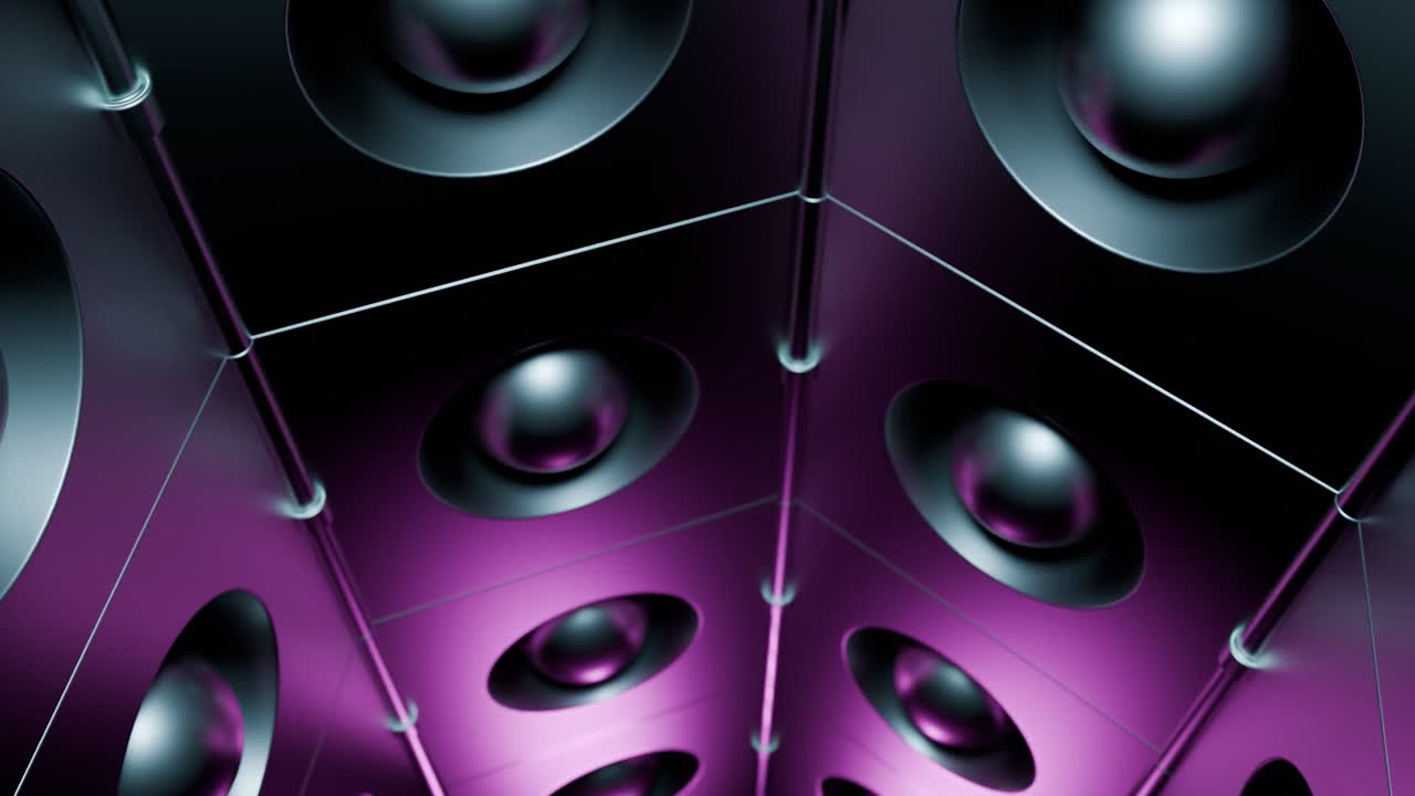 Abstract Geometric Metal Tunnel with Purple Lighting