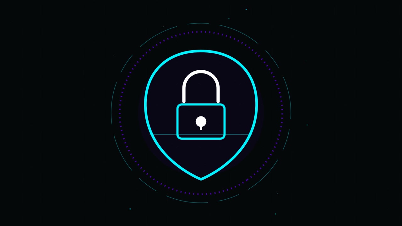 Digital Security Shield Icon with Glowing Lock Animation