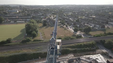 aerial view of a construction crane at the housing development site in balbriggan, ireland