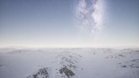 milky way above snow covered terrain