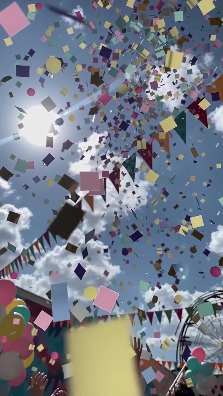 Feestvierende menigte met confetti op een openluchtcarnaval