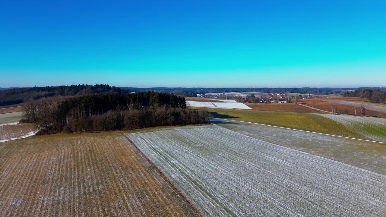 Crisp Winter Afternoon Over Sprawling Frosted Farmlands