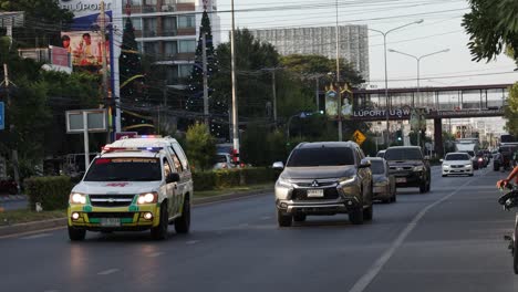 vehicles moving through a city intersection