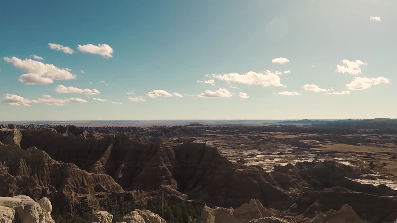 Rock formations at Badlands National Park on beautiful sunny day