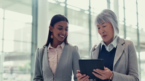 business people, finance and women with tablet