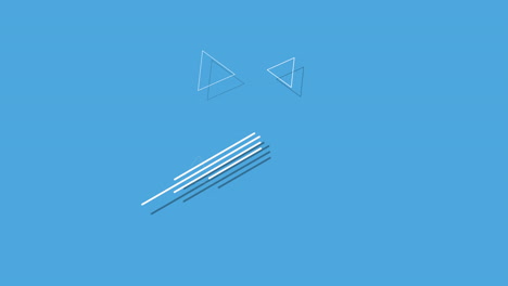 moving speedy geometric elements on blue background