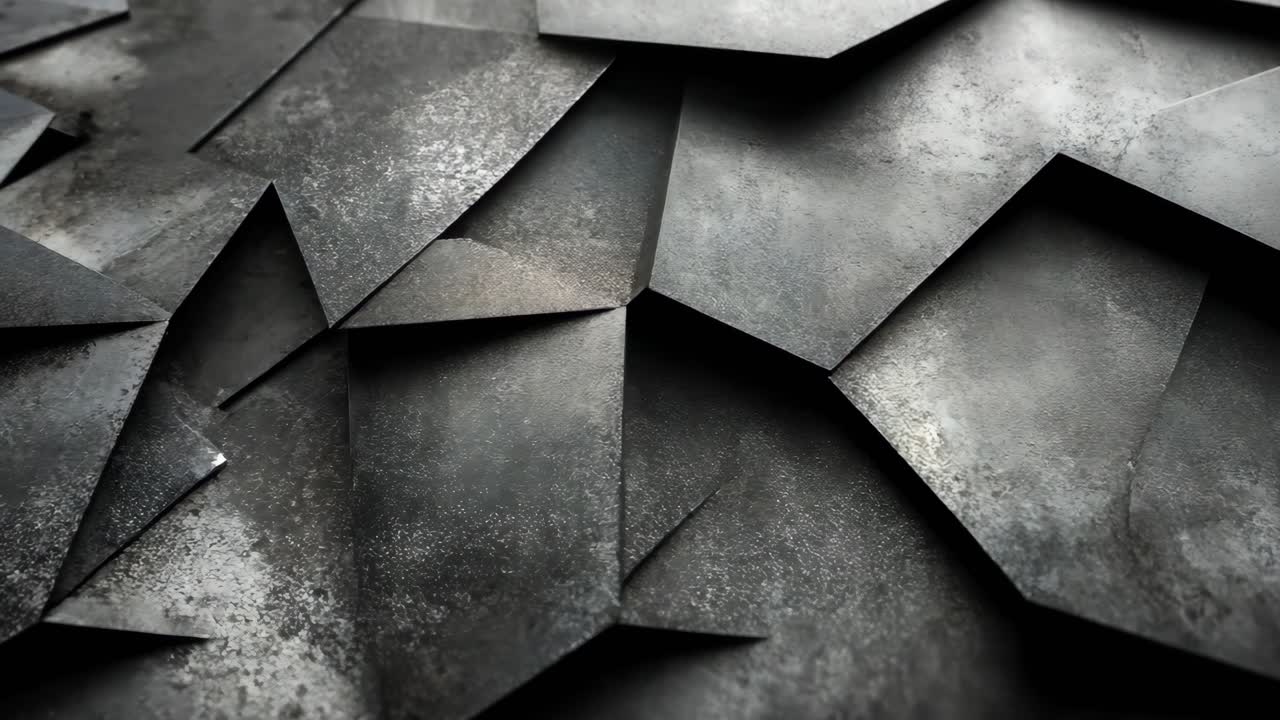 A black and white photo of a wall with many jagged lines and shapes. The photo has a moody and abstract feel to it, with the shapes and lines creating a sense of depth and texture