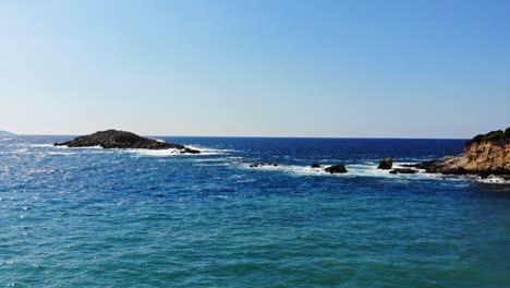 rugged cliff and searocks at jerusalem beach in erisos, kefalonia, greece