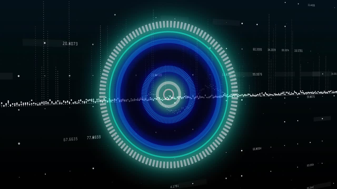 검은색 배경에 데이터 처리에 대한 범위 스캐닝의 애니메이션