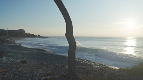 A-traveler-arrives-at-the-seaside-and-pauses-to-take-in-the-view