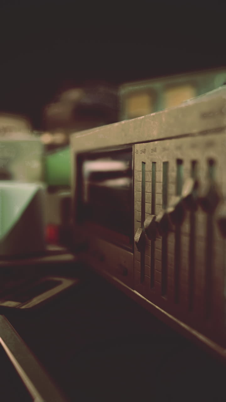 빈티지 스테레오 증폭기 및 카세트