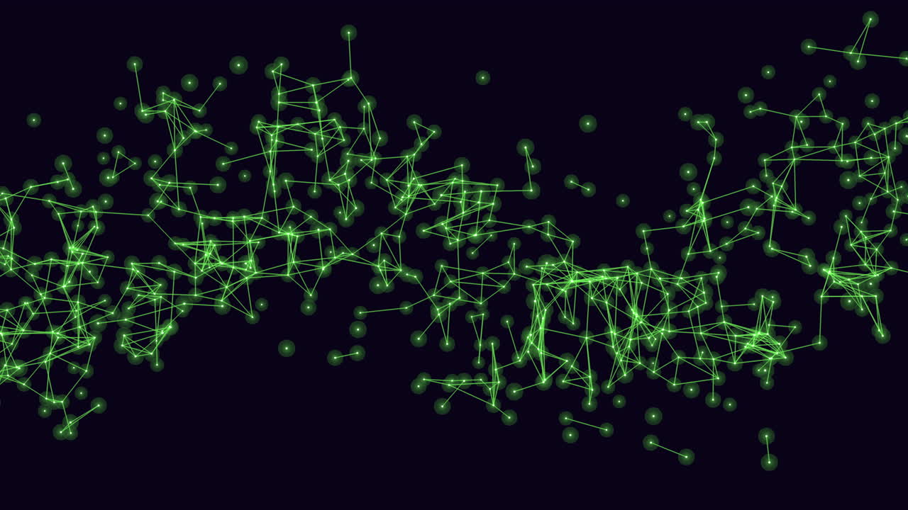 Interconnected nodes glowing green network