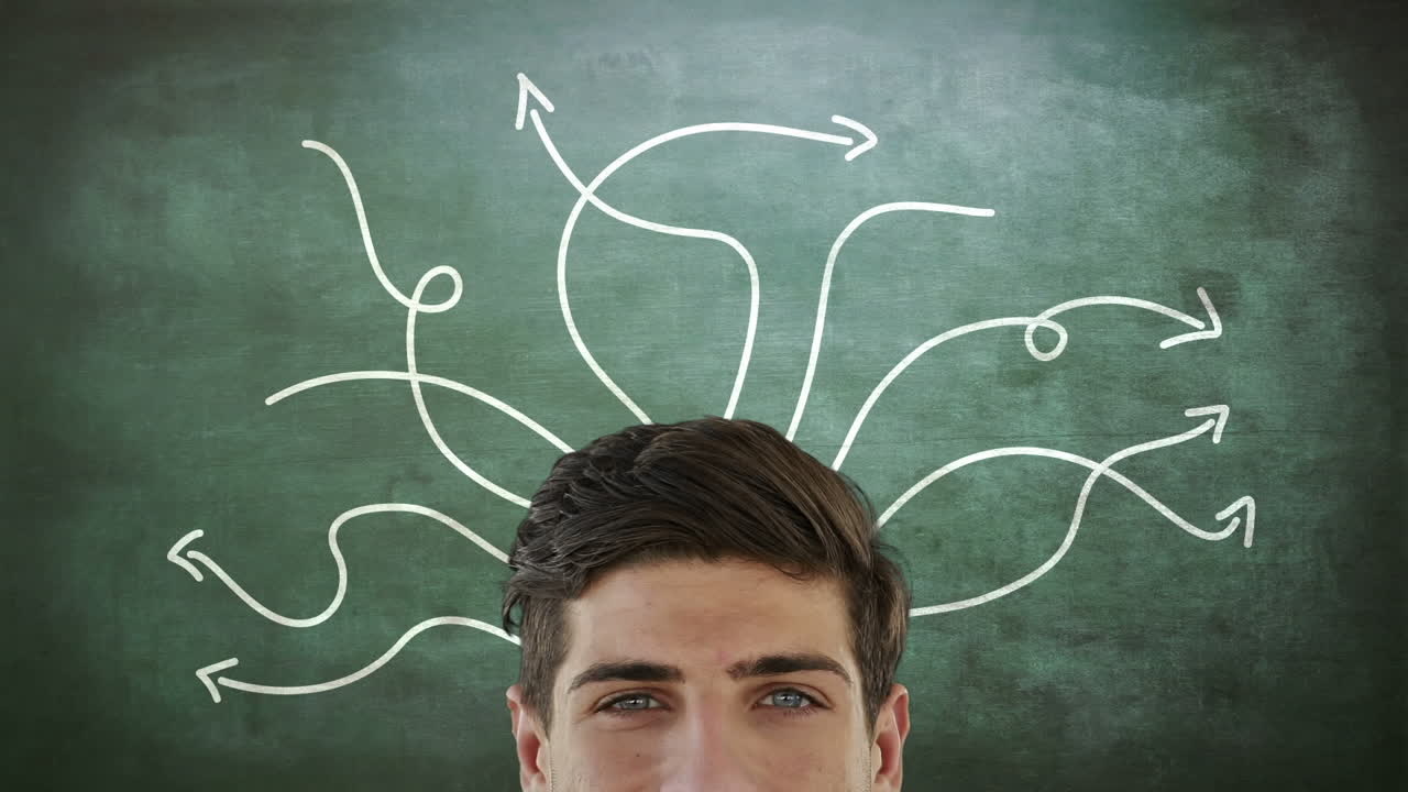 Un hombre de negocios mirando hacia arriba.