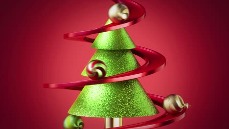 animación en ciclo de bolas de vidrio de navidad adornos rodando por la carretera serpentina, aislados en fondo rojo. metáfora del abeto. diseño de movimiento en bucle, imagen en vivo animada moderna