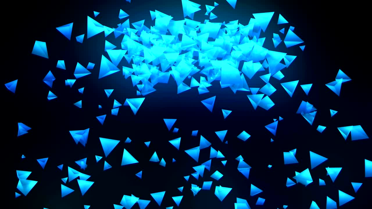 글로벌 비즈니스 네트워크, 검은 바탕에 파란 피라미드, 루프 글리터 애니메이션