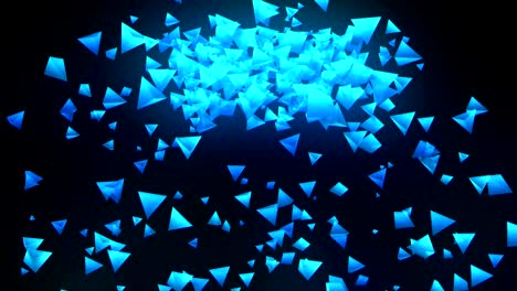 red de negocios global, pirámides azules sobre fondo negro, animación de brillo en bucle,