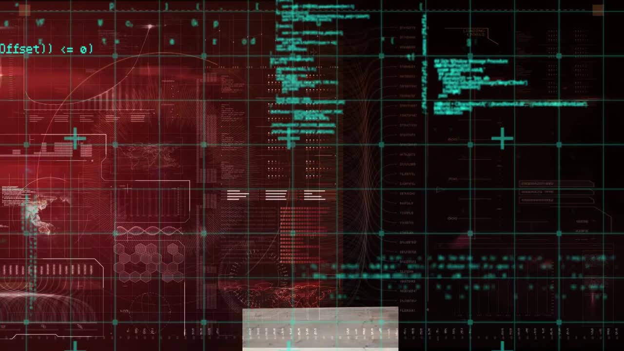 animación de la interfaz con los datos de procesamiento del escáner, el globo y el azul