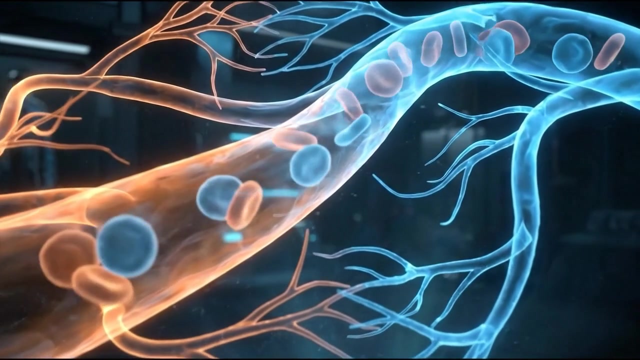 Holograma 3D da anatomia muscular e vascular do braço humano