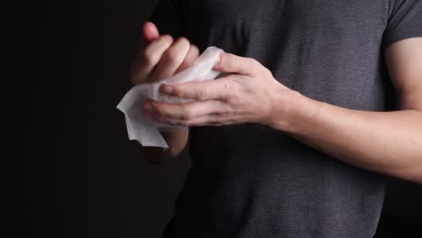 disinfectant wipes used to clean - disinfectant hands, killing germs, close-up