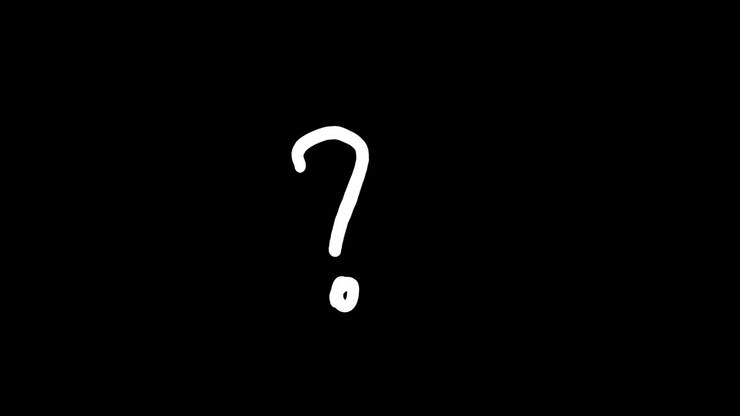 Animated White Question Mark Wiggling on Black Background