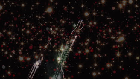 animación de manchas brillantes volando y fuegos artificiales explotando