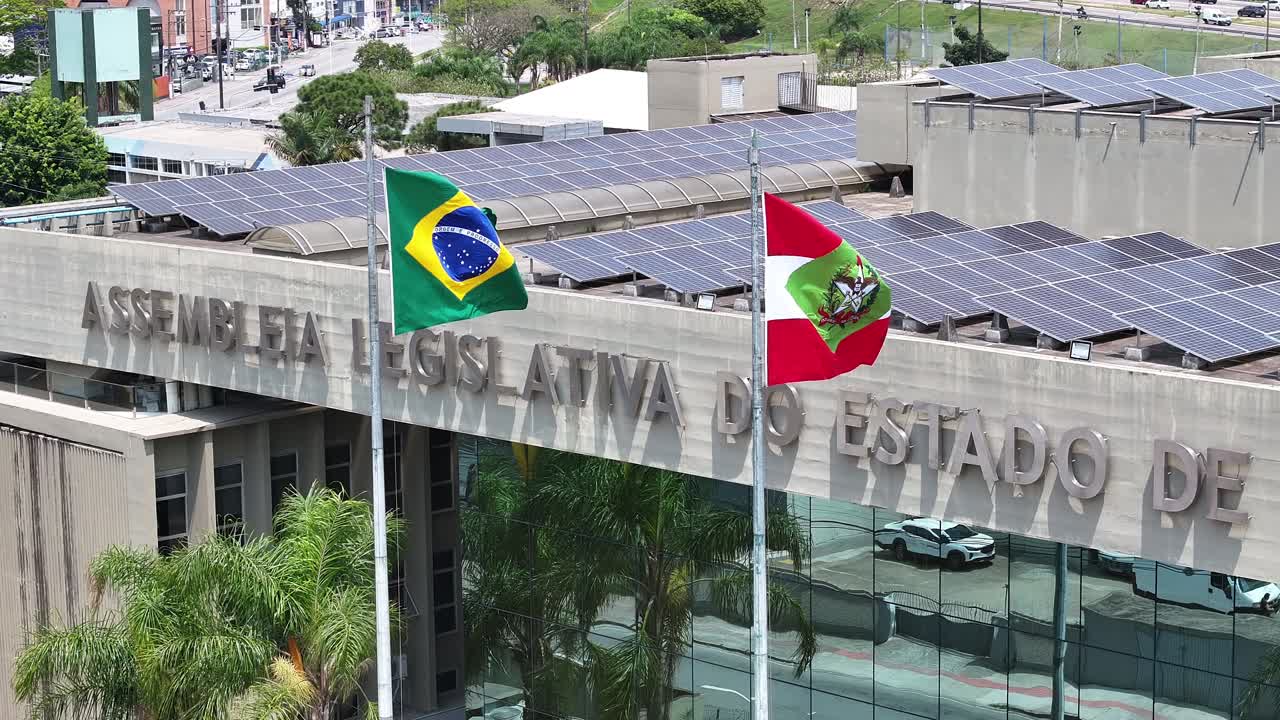 Government Building At Florianopolis In Santa Catarina Brazil. Legislative Assembly. Deputies Office. Cityscape Landscape. Government Building At Florianopolis In Santa Catarina Brazil.