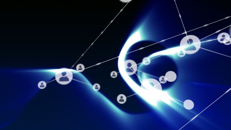 Connectors on black and blue background