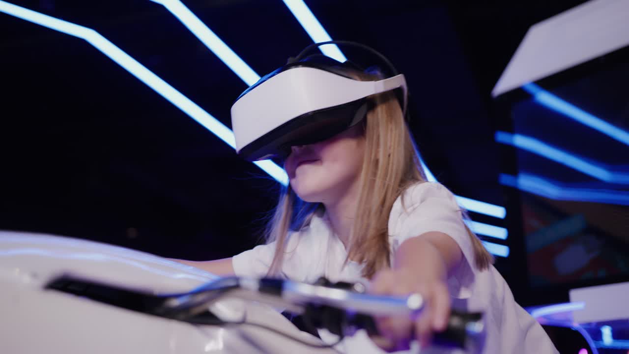 Child experiencing virtual reality simulator