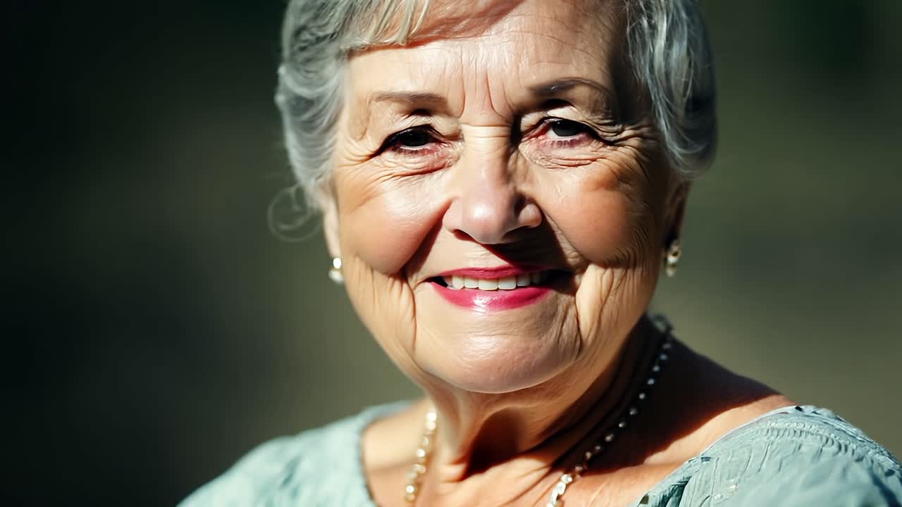 Un ritratto di una donna anziana sorridente