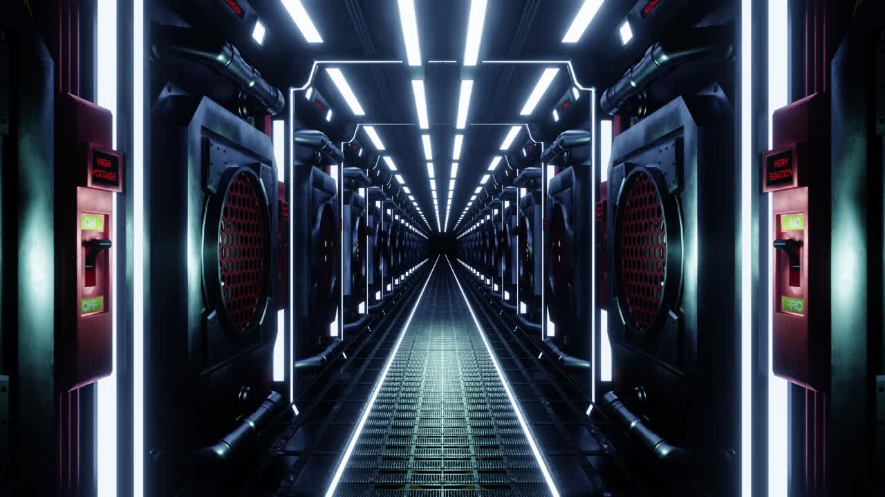 4K Video loop Animation. Moving forward on a futuristic corridor.