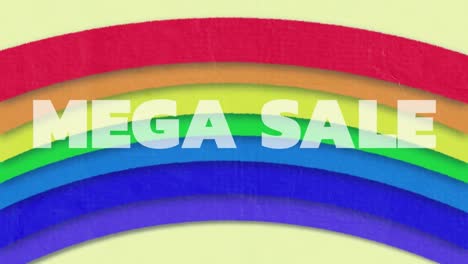 Animation-Von-Mega-Sale-Text-über-Regenbogenillustration