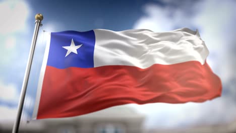 la bandera de chile ondeando en cámara lenta 3d con fondo de cielo azul - bucle sin costuras 4k