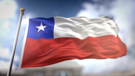 chile flag waving slow motion 3d rendering blue sky background - seamless loop 4k