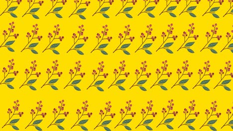 animación de múltiples flores rojas que se mueven sobre un fondo amarillo