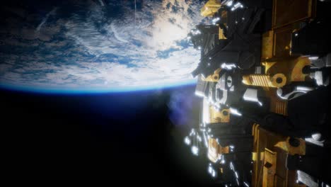 nave espacial con vista al espacio y al planeta tierra
