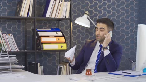 businessman working in the office is relaxed and mocking.