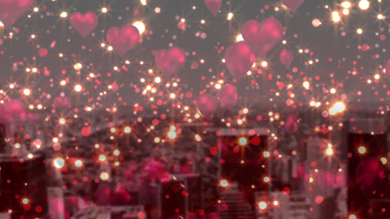 도시의 전망 디지털 심장과 불빛