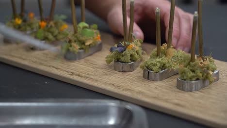 professional chef preparing delicious appetizer at fusion restaurant