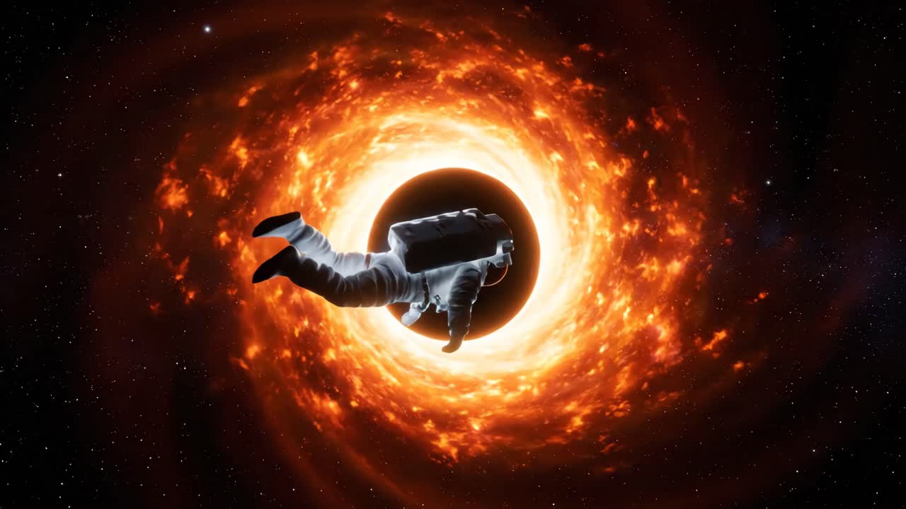 Astronaut Drifting Near a Black Hole