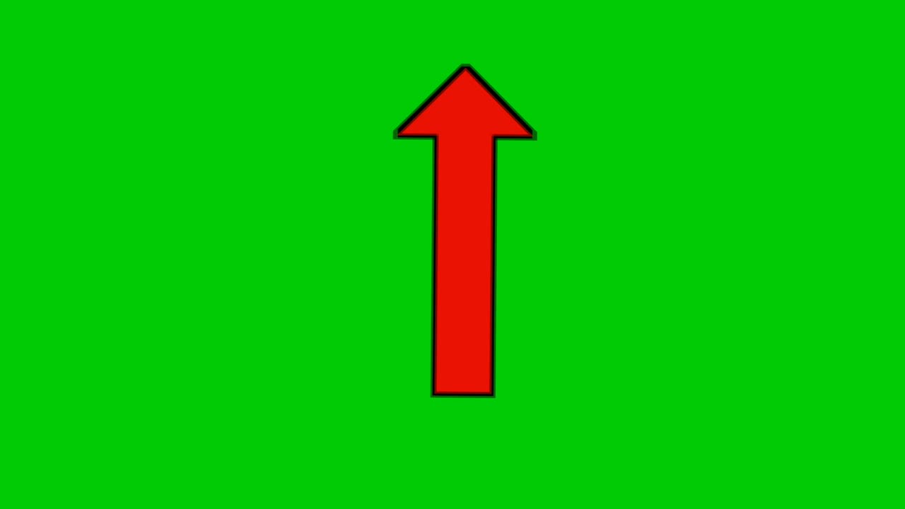Up arrow sign symbol on green screen animation motion graphics for video elements