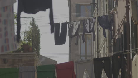 clothes drying on a clothesline in a venetian alley