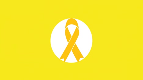 Animation-of-cancer-ribbon-icon-over-yellow-background