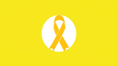 animación del icono de la cinta del cáncer sobre un fondo amarillo