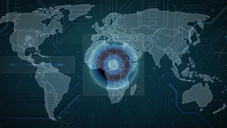 Animation-of-world-map-over-scope-scanning-and-data-processing