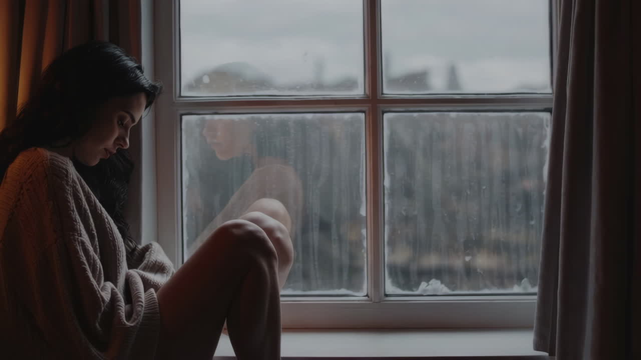 창이에 앉아있는 여자