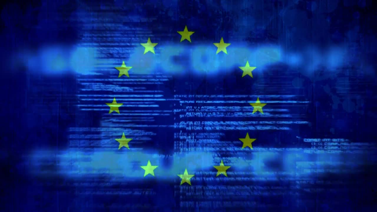 Bandiera europea con codici digitali