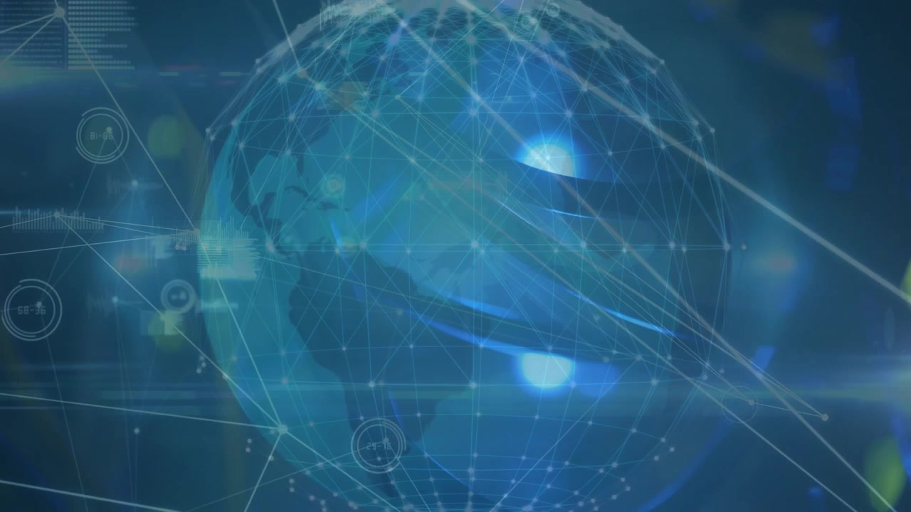 Animation of networks of connections with icons over globe