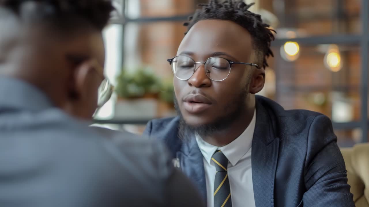 Two businessmen having a conversation