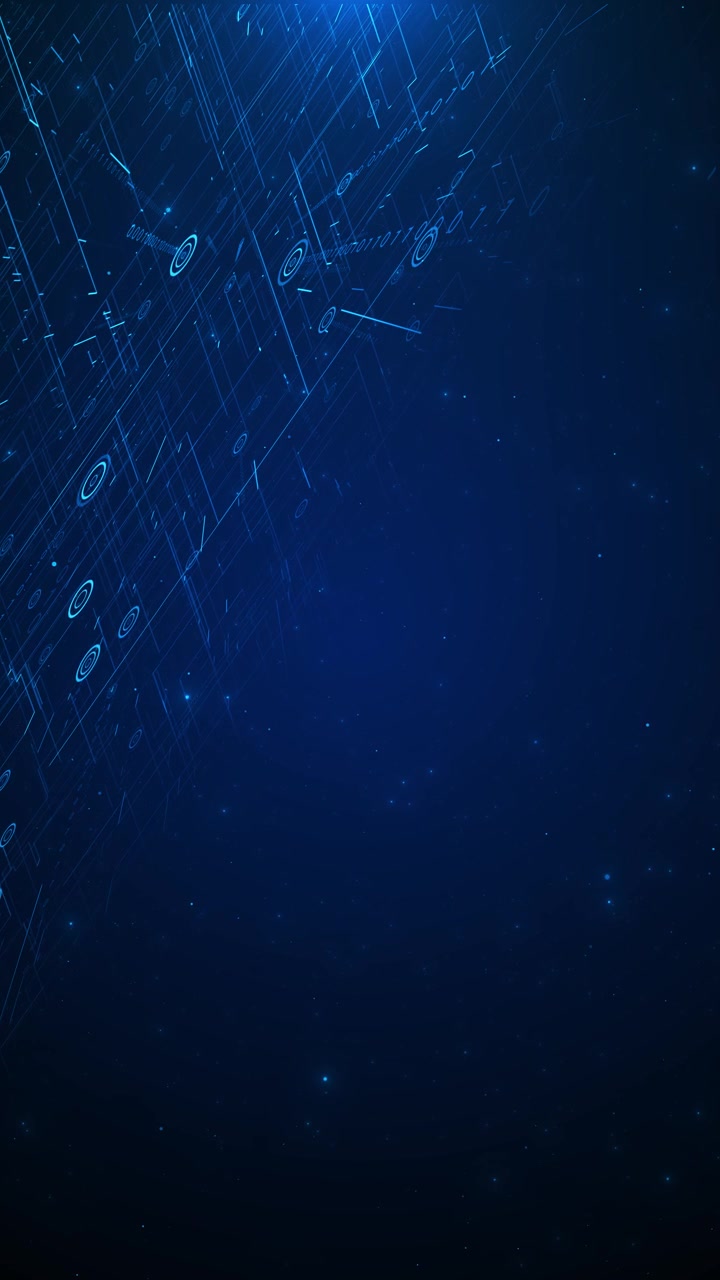 Dark blue technology grid background glowing circuit traces starry space and clean area for titles