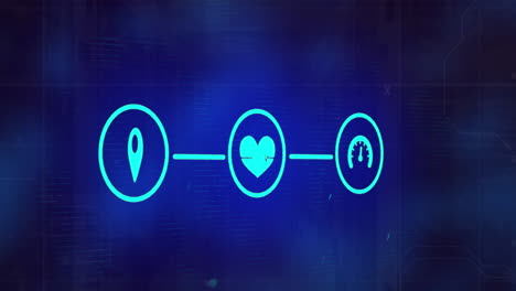 animación de iconos de medios sobre un fondo azul
